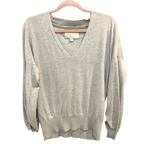 Brochu Walker V-Neck Sweater Gray Silk Cotton FUC Size large Y0880 - Picture 1 of 10
